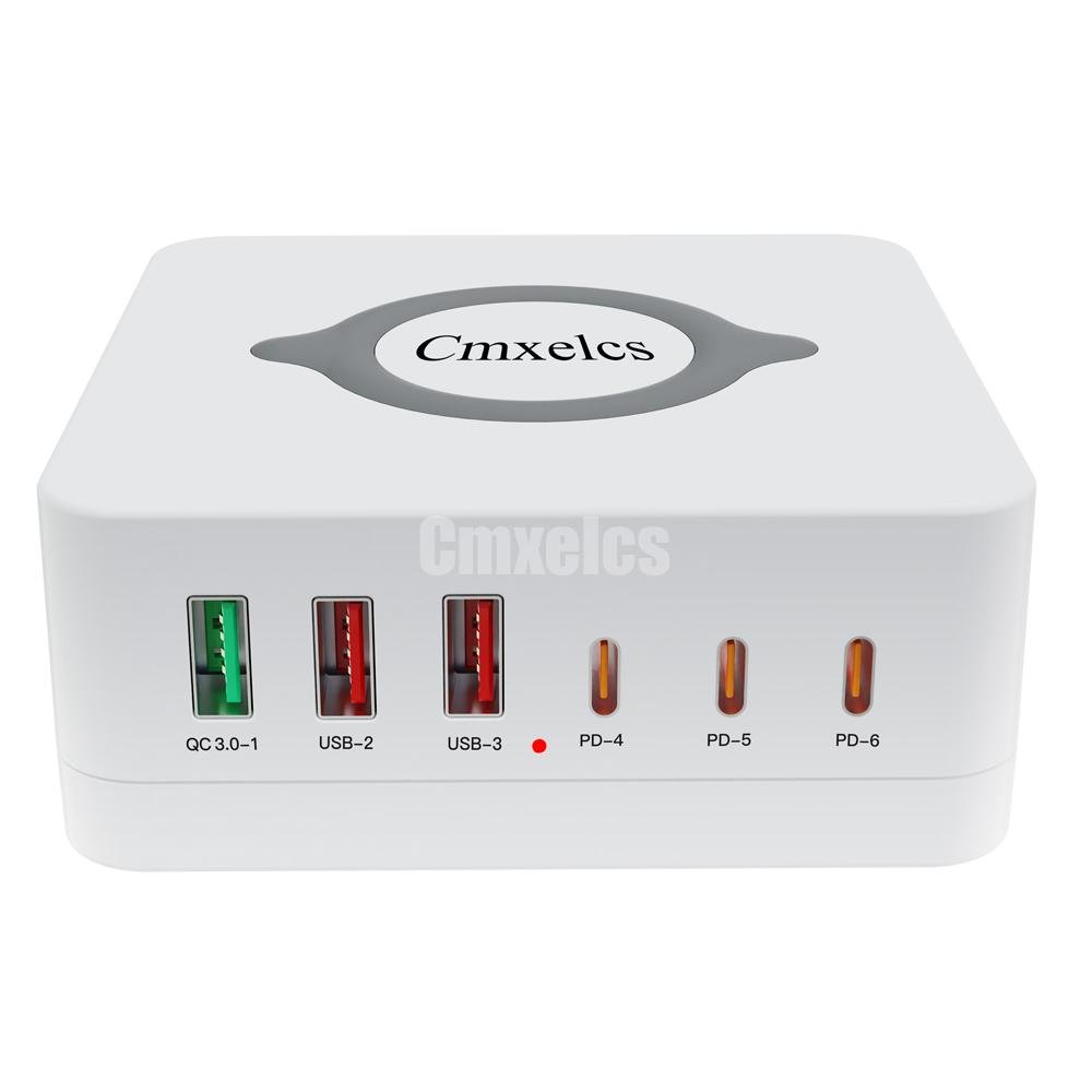 Cmxelcs 7 in 1 Wireless Charging USB Wall Charger, Multifunction Type-C Desktop Power Adapter - Image 2