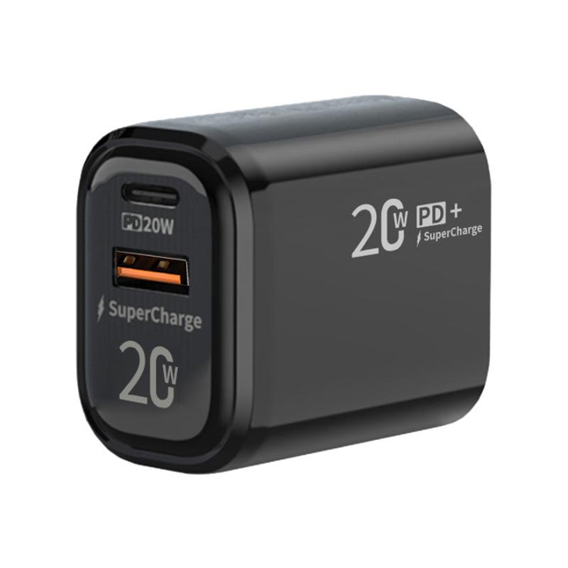 black dual port usb wall charger
