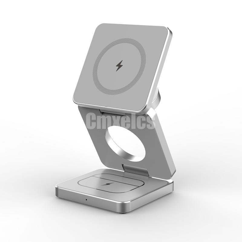 3 in 1 Foldable Mobile Phone Wireless Charger,suppor for magsafe charging
