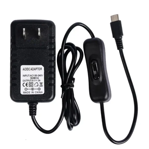 USB-C Wired 5V 3A Power Adapter for Raspberry Pi 4B