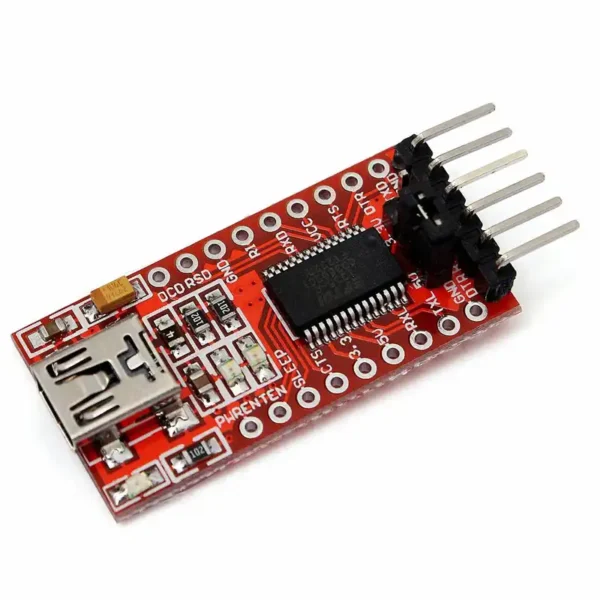 Red PCB Cmxelcs FT232RL FTDI Module, Mini USB to FTDI TTL FT232 Downloader Conveter Module