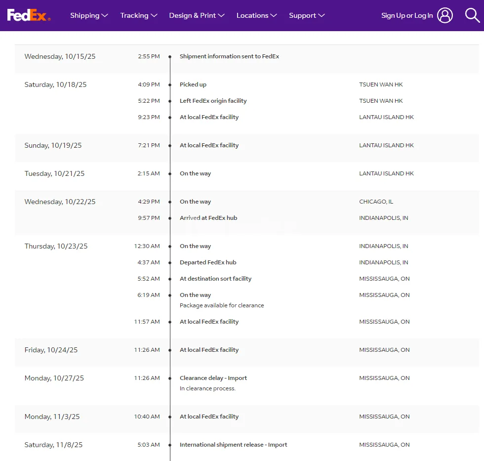 Canada order shipment from chengsuchuang cmxelcs