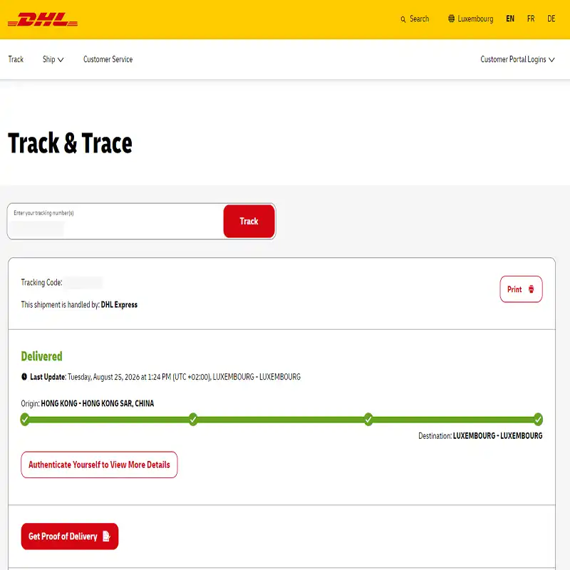 Luxembourg Case Order Shipment