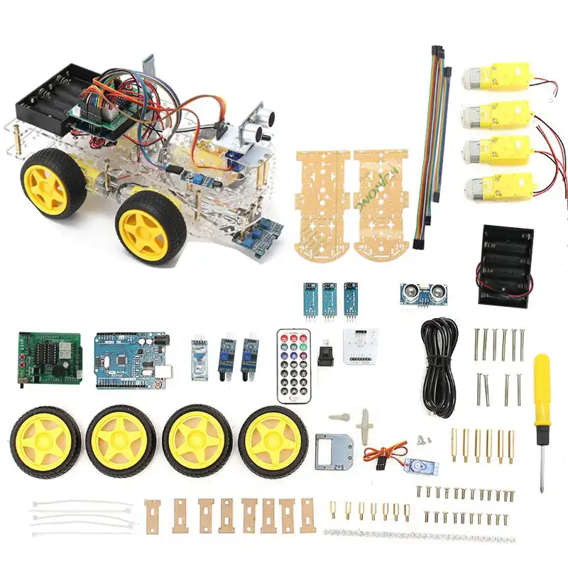 Bluetooth-guided Ultrasonic Obstacle Avoidance Programmable Robot Car Kit